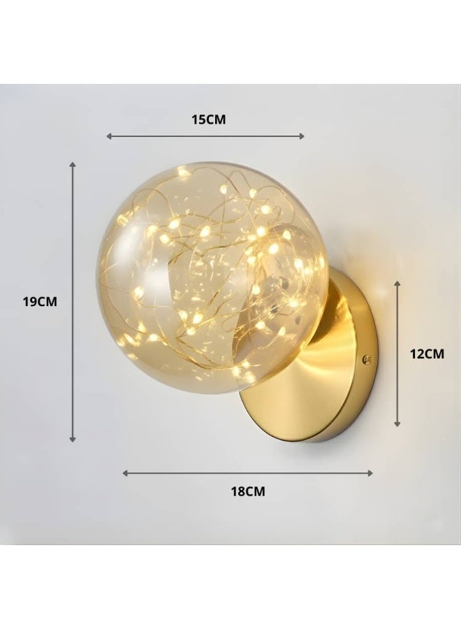 BAB Modern LED wall sconce with a gold base and glass ball - Image 2